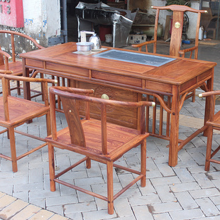 高端刺猬紫檀茶台红木茶桌椅组合实木家俱花梨新款茶几新中式原木