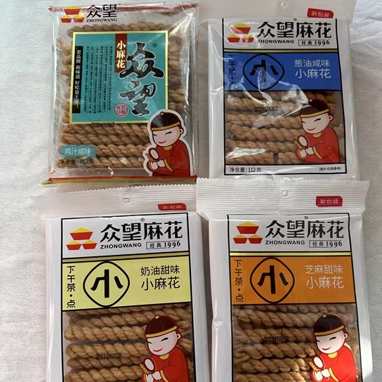 众望小麻花112g独立包装网红芝麻葱花味食品零食湖北新中式糕点