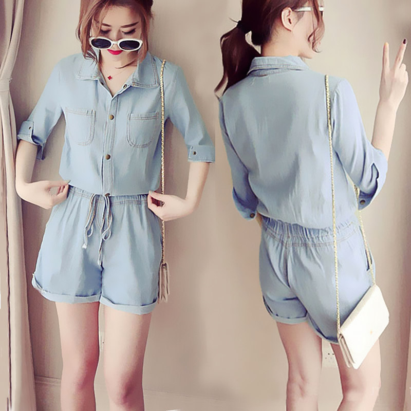 Conjoined clothes Short sleeved summer Korean Edition Women's wear Paige cowboy Conjoined shorts Easy student leisure time Jumpsuitsin the Women's clothing/Boutique , Pants , Casual pants  category - from Buy2taobao.com to provide professional Taobao agent buy service