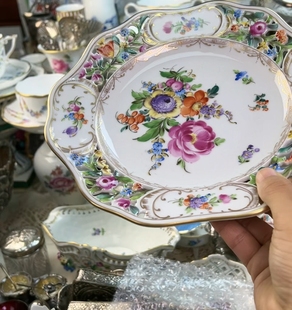 德累斯顿赏盘手绘21.5cm 特价