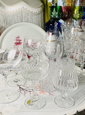 德国中古美物拍下8.8折透明白色水晶杯香槟杯/红酒杯/烈酒杯多款