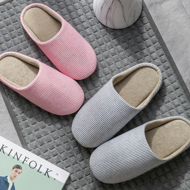 2025新款亚麻拖鞋女居家室内防滑情侣四季地板棉拖鞋