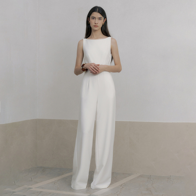 赫本气质白色连体裤两种长度