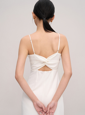 TANSSHOP 后背扭结镂空吊带裙 三色收腰直筒中长款连衣裙姐妹裙