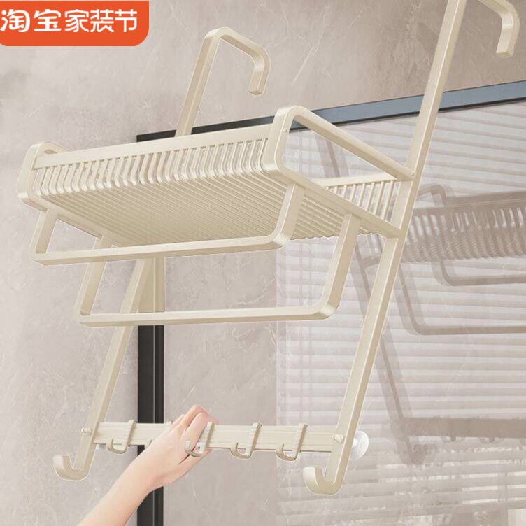 毛巾架卫生间免打孔浴室置物架厕所淋浴房玻璃门挂架毛巾杆浴巾架