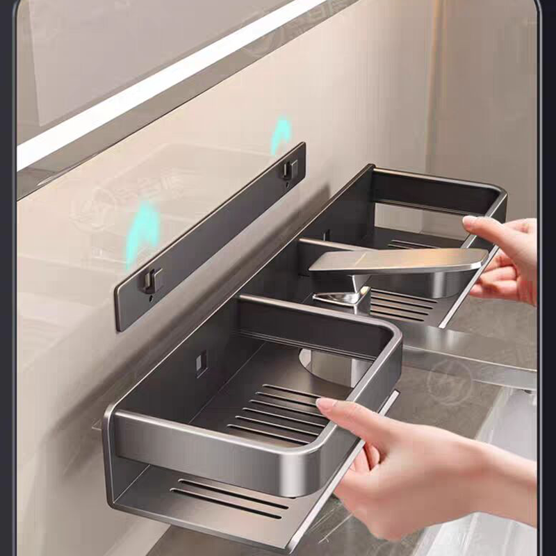 卫生间洗漱台置物架浴室洗面盆水龙头壁挂免打孔墙上镜前收纳架子