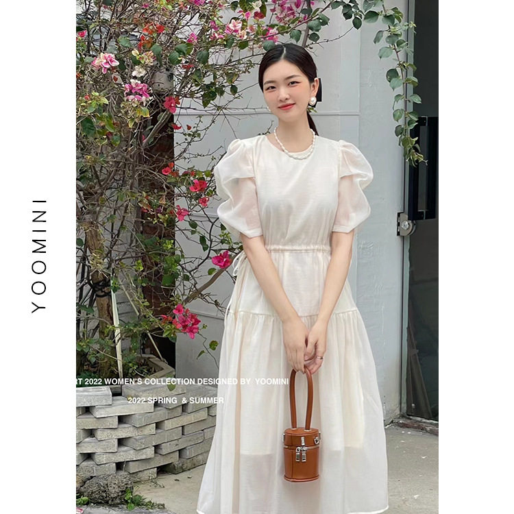 特！不退换！YOOMINI夏季新款法式小众高腰显瘦仙女复古连衣裙女