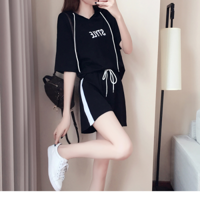 Short two-piece loose leisure sports suit women's summer new running student shorts sportswear suit