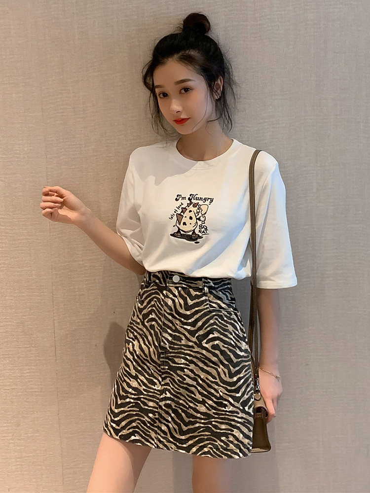 Summer large women's net red embroidery student loose and versatile short sleeve T-shirt women's cotton