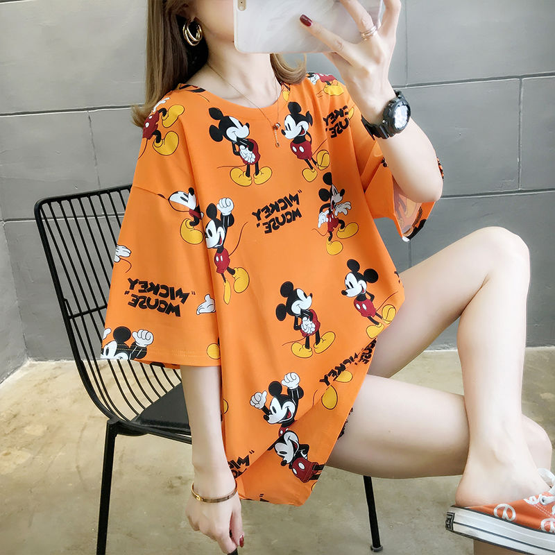 Oversized women's fat mm T-shirt women's short sleeve loose plus fat plus size Jin belly half sleeve top