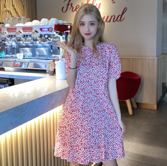 Real shot floral dress short women's new word skirt for summer