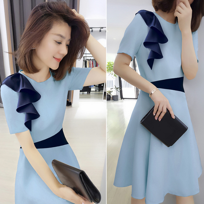 New fashion Korean design sense foreign style waist length dress