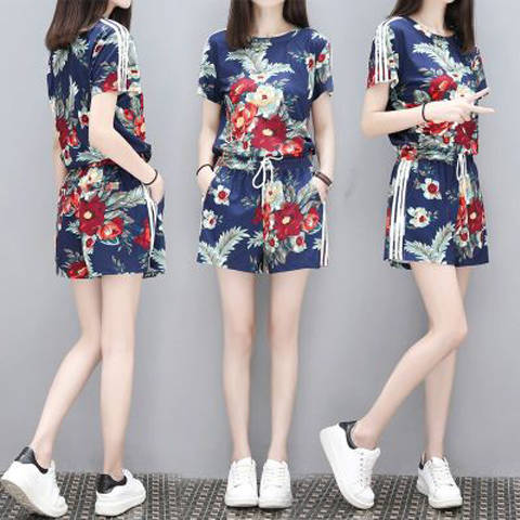 Spring and summer sportswear set Korean version student leisure new comfortable printing two piece set summer