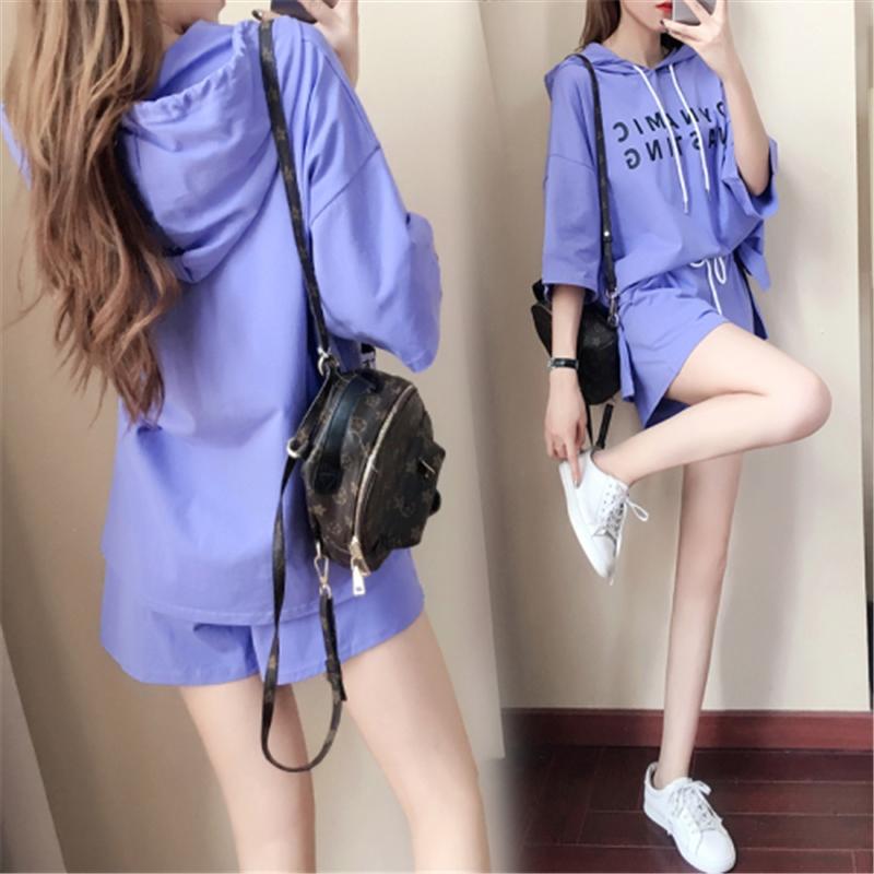 Foreign style leisure sports suit women's summer 2019 new Korean loose running Suit Shorts fashion student two piece set