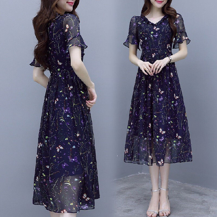 Floral Chiffon dress popular women's new style in summer
