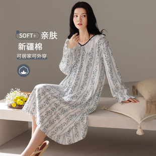 芬腾可安睡裙女款春秋季纯棉长袖大码美睡衣女款2026新款冬高级感