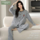 冬天2026新款 芬腾可安长袖 纯棉女士灰色家居服秋款 秋春季 睡衣女款
