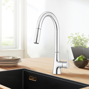 摩恩厨房冷热水龙头抽拉式防溅可旋转家用洗菜盆洗碗池龙头
