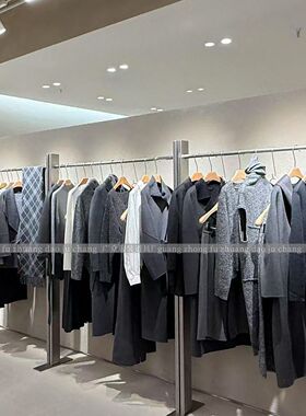 服装店展示架不锈钢落地陈列架男女装店中岛货架买手店抗指纹货架