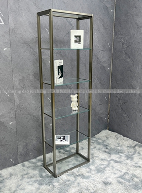 服装店展示架简约不锈钢多层玻璃陈列柜落地式包包饰品置物架定制