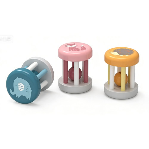 VIGA唯嘉动物摇铃木制安抚玩具