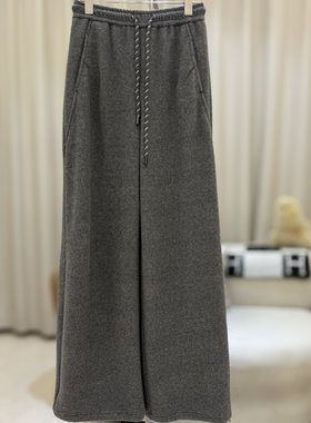 大码阔腿毛呢休闲裤女宽松显瘦