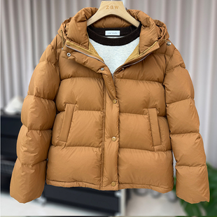 zaw大码女装短款90白鸭绒羽绒服冬季胖mm200斤宽松显瘦面包服外套