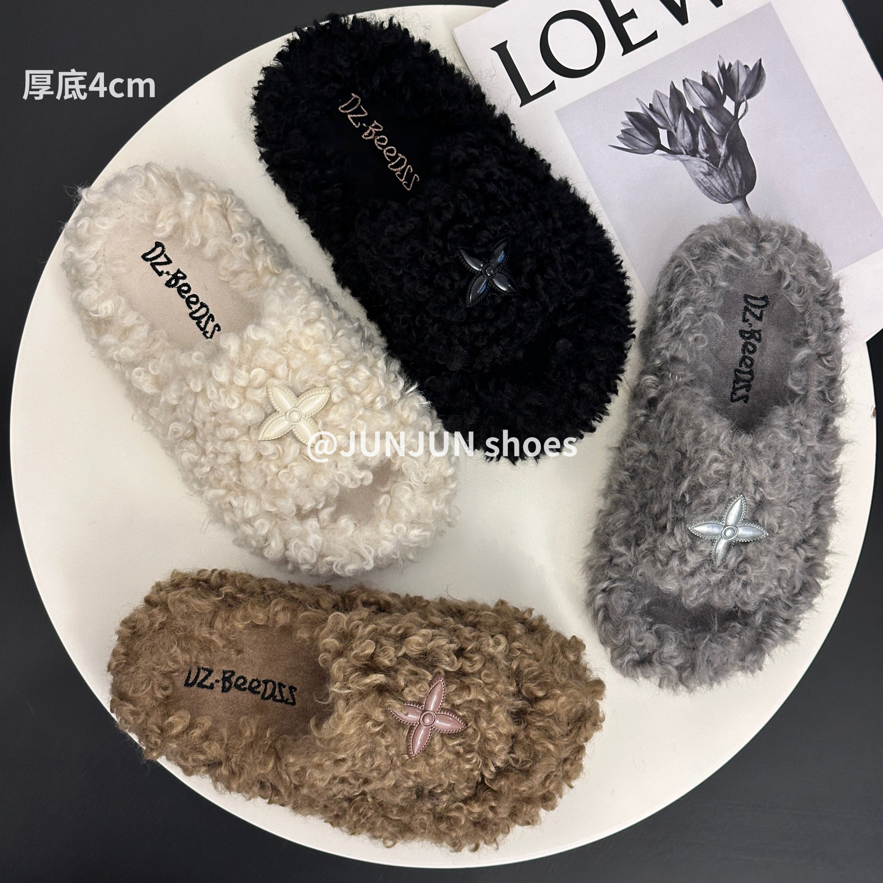 网红厚底毛毛拖鞋女外穿时尚2026年新款秋冬季保暖棉拖爆款一字拖