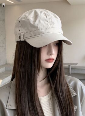 新款工装风马术帽大头围轻薄速干韩系鸭舌帽子宽帽檐显脸小女