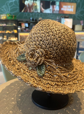 夏季女款手工草编大檐防晒沙滩帽