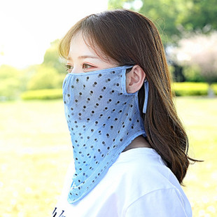防晒口罩女夏加长护颈披肩遮阳薄款透气防尘开车面纱骑行个性面罩