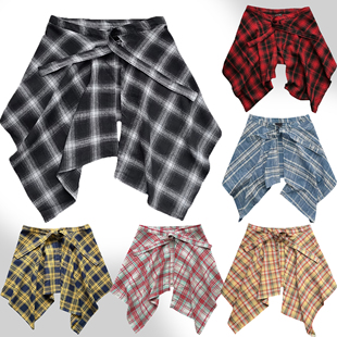 运动屁帘复古格子腰封男女叠穿遮肉遮臀胯腰巾瑜伽骑行泳装 下裙摆