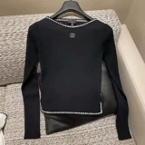 Трикотажный осенний демисезонный свитер, лонгслив, в западном стиле, коллекция 2022, круглый воротник