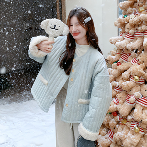 有货~浅蓝色羊羔毛派克服加厚棉服2C118-M868-P215-控318,短外套,2C118