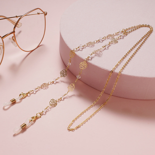 镂空玫瑰花眼镜链女挂脖口罩链子耳机挂绳DIY韩版 墨镜防丢链条绳