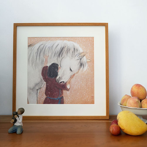 一二山 雪马 皇小小原创水墨新中式书房玄关客厅卧室装饰画挂画