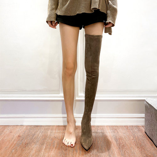 过膝瘦瘦靴细跟长靴康莉达欧美