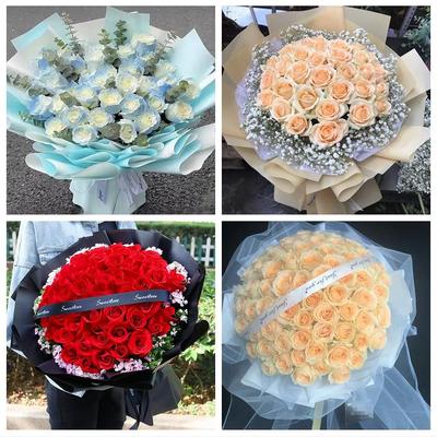 香槟红玫瑰鲜花束送男女友四川雅安市汉源石棉天全宝兴县同城花店