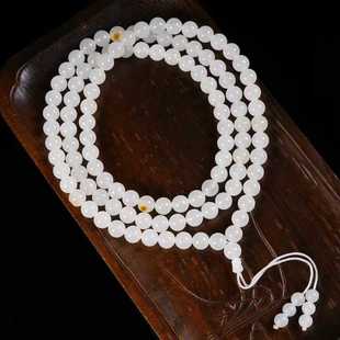 天然水晶手链天然新疆和田玉佛珠手串项链羊脂玉 圆珠 颗玉质细