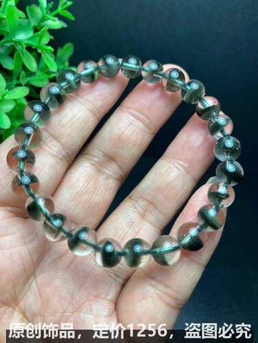 天然水晶手链手串 . . 绿幽灵墨绿色晶体干净无红皮