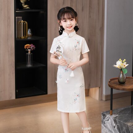新款夏季短袖中国风苏绣旗袍女童公主连衣裙礼服超仙日常演出送考