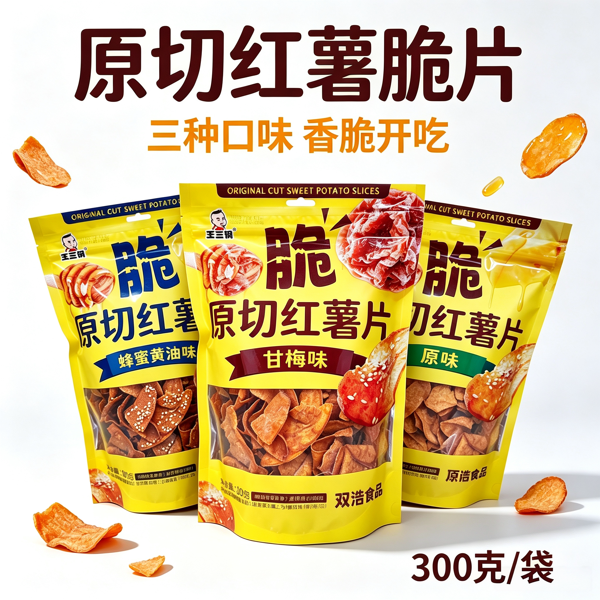 王三钢原切红薯片甘梅味蜂蜜黄油