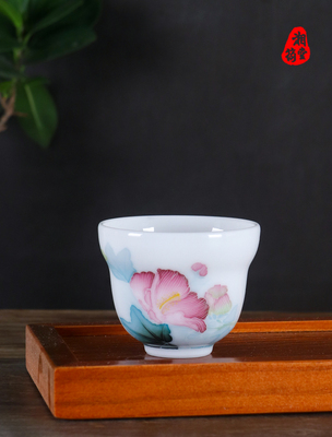 醴陵釉下五彩陶瓷手绘精致主人杯手工品茶功夫茶杯新款芙蓉花