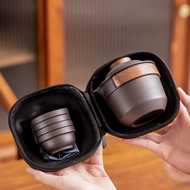 bộ ấm chén du lịch Bộ trà du lịch Zisha, một ấm, bốn cốc, ấm trà di động ngoài trời, bộ trà Kung Fu cắm trại di động trên ô tô, ấm trà cầm tay ấm trà du lịch