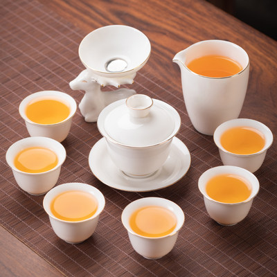茶具套装家用羊脂玉白瓷茶壶茶杯