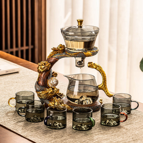 瓷牌茗功夫茶具吸磁自动出水茶具