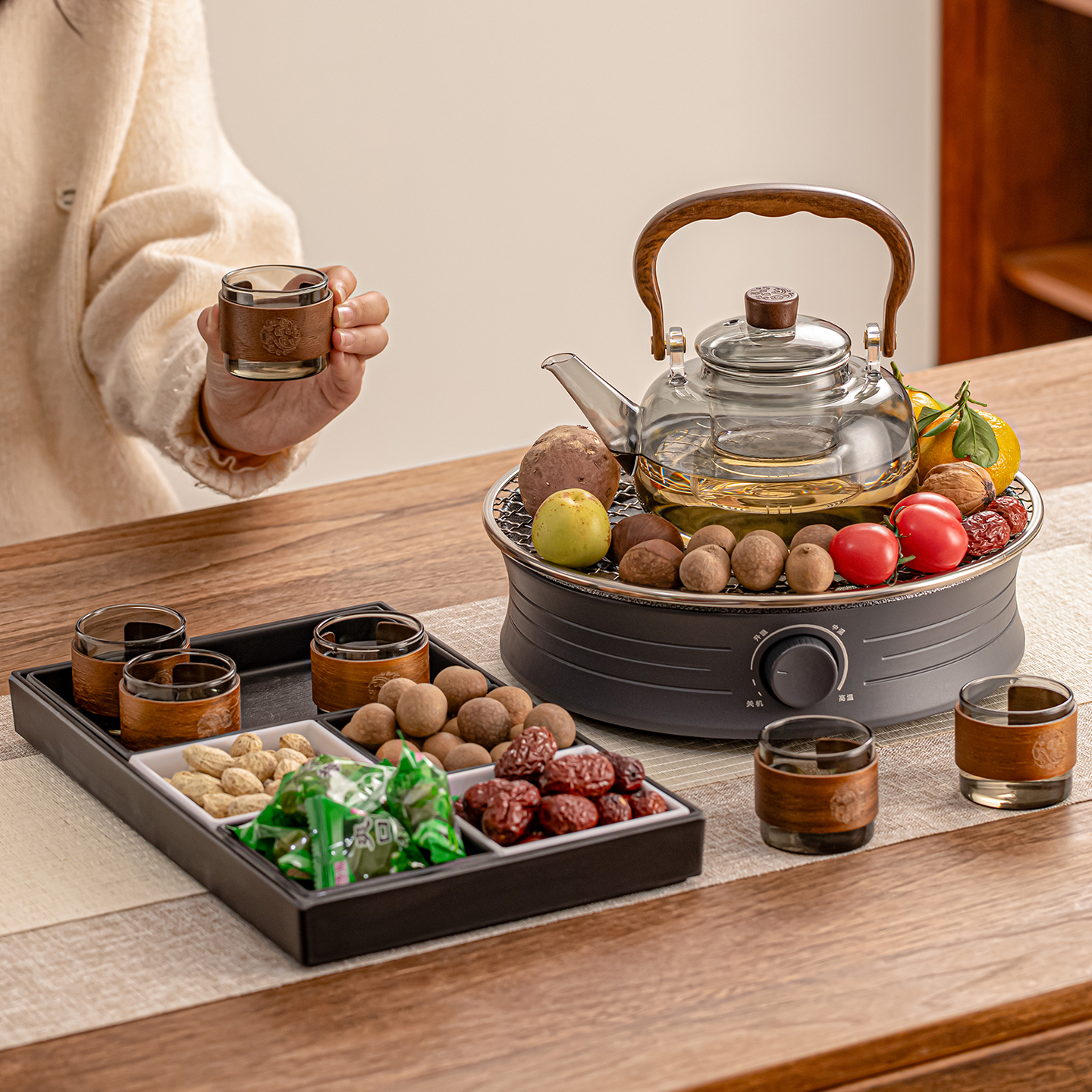 瓷牌茗多档调节电陶炉玻璃煮茶壶