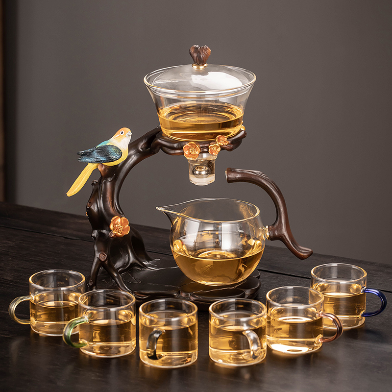 瓷牌茗功夫茶具竹磁吸自动出水