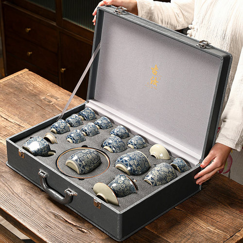 瓷牌茗陶瓷青花中式整套茶具