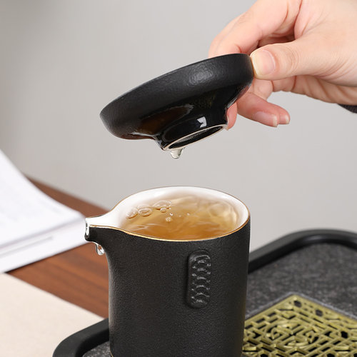 黑陶茶漏组合复古茶滤茶水分离器新款滤茶器泡茶神器家用茶具配件
